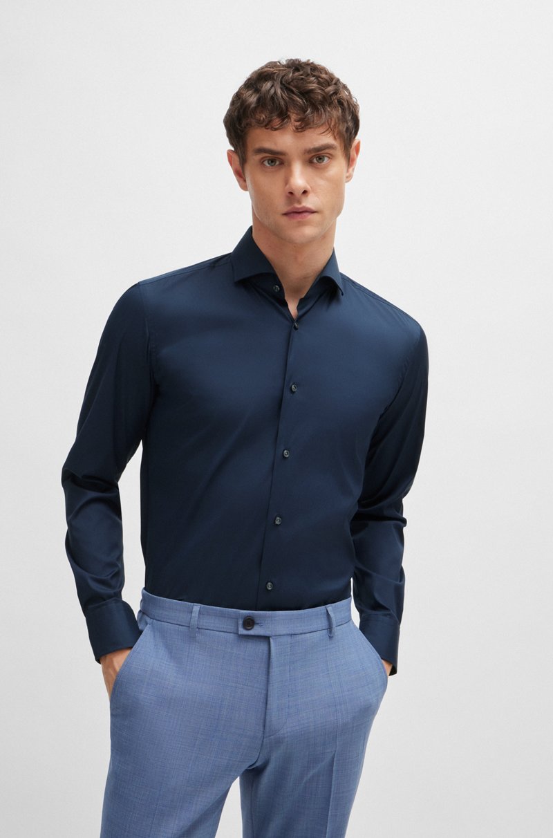 Hugo Boss Camisa slim fit de popelín de algodón de planchado fácil