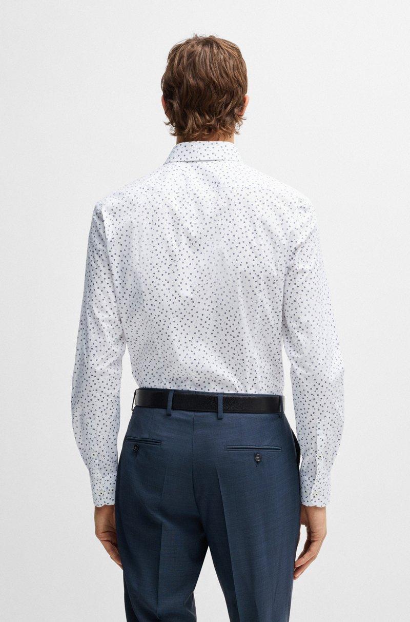 Hugo Boss Camisa Slim Fit De Popelín De Algodón Elástico Con Estampado Floral