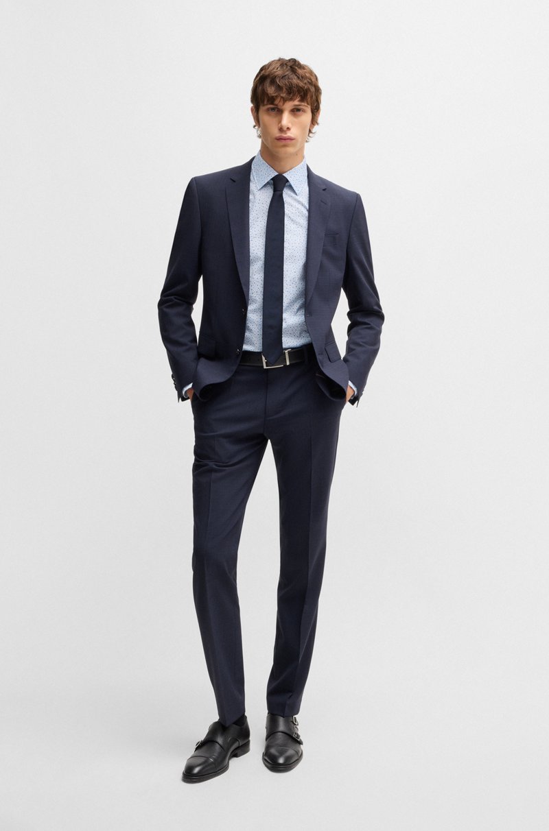 Hugo Boss Camisa Slim Fit De Popelín De Algodón Elástico Estampado