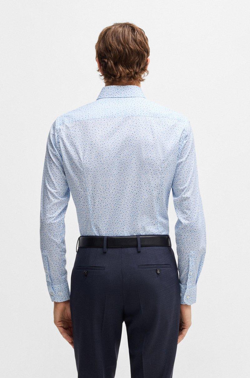 Hugo Boss Camisa Slim Fit De Popelín De Algodón Elástico Estampado