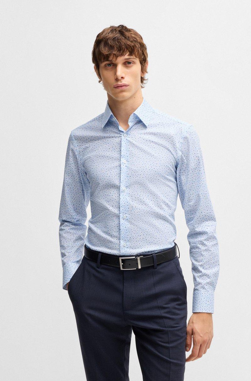 Hugo Boss Camisa slim fit de popelín de algodón elástico estampado