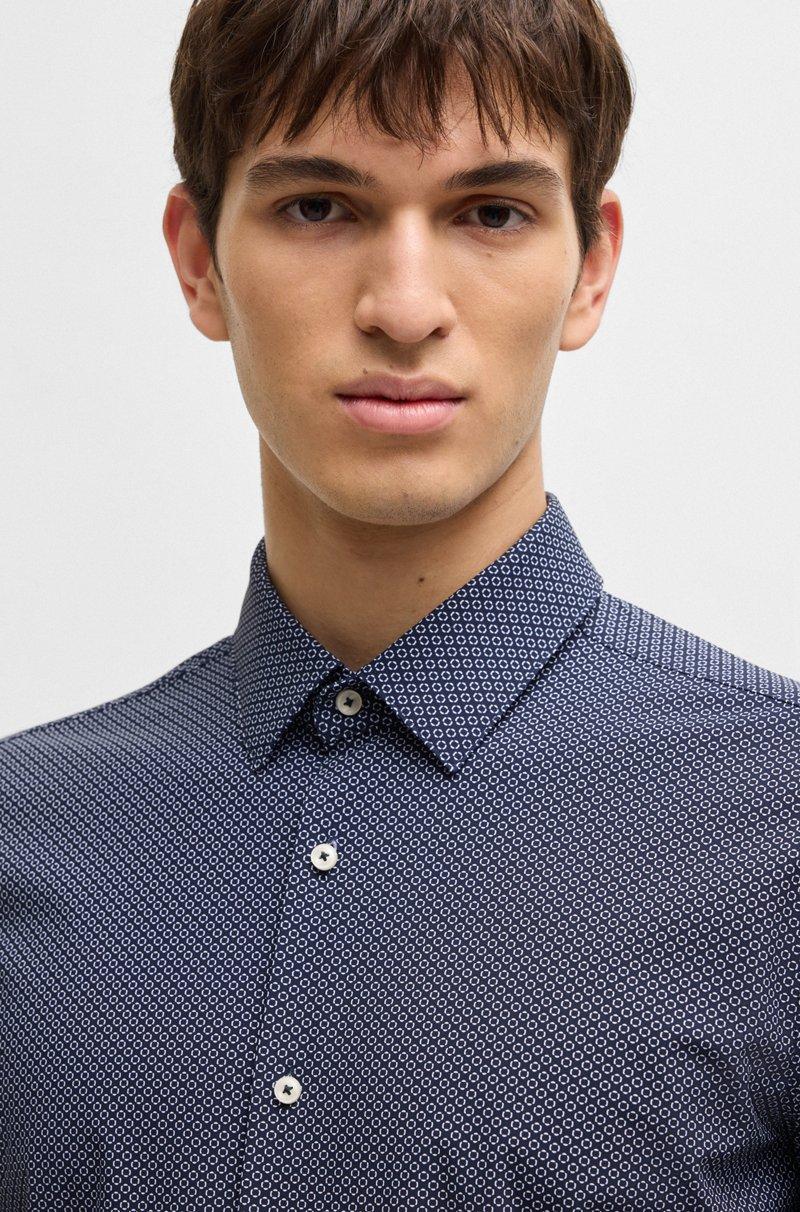 Hugo Boss Camisa Slim Fit De Punto Elástico Técnico Con Estampado Geométrico
