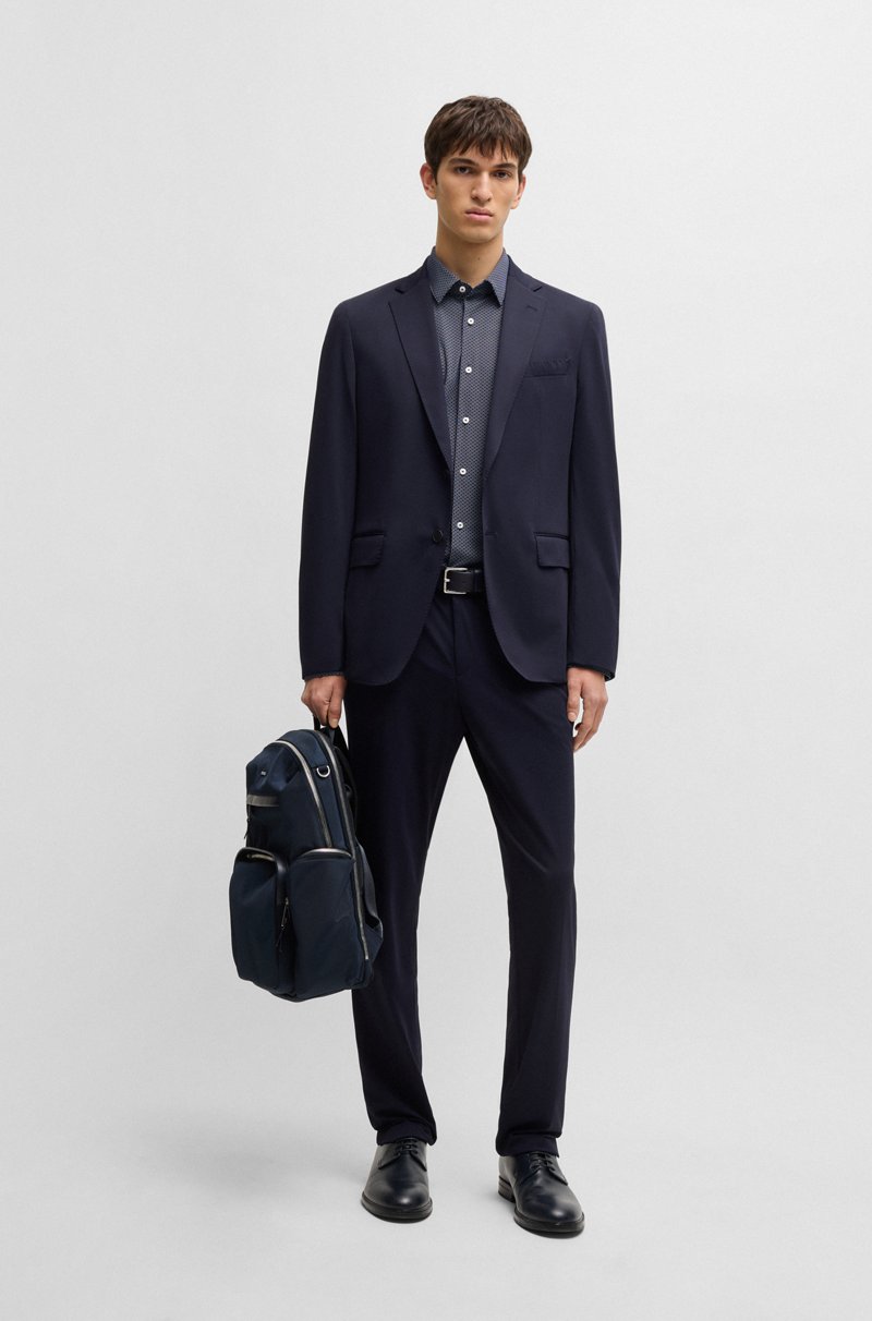 Hugo Boss Camisa Slim Fit De Punto Elástico Técnico Con Estampado Geométrico