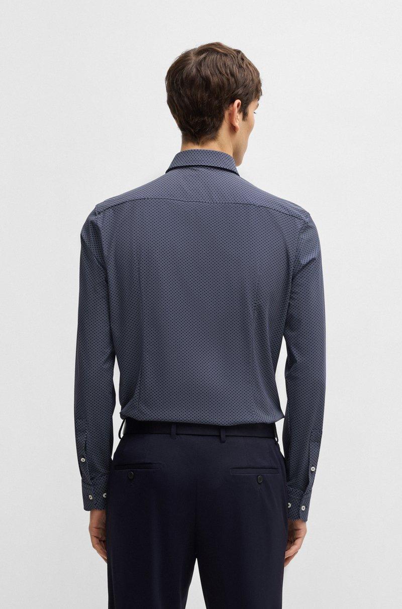 Hugo Boss Camisa Slim Fit De Punto Elástico Técnico Con Estampado Geométrico