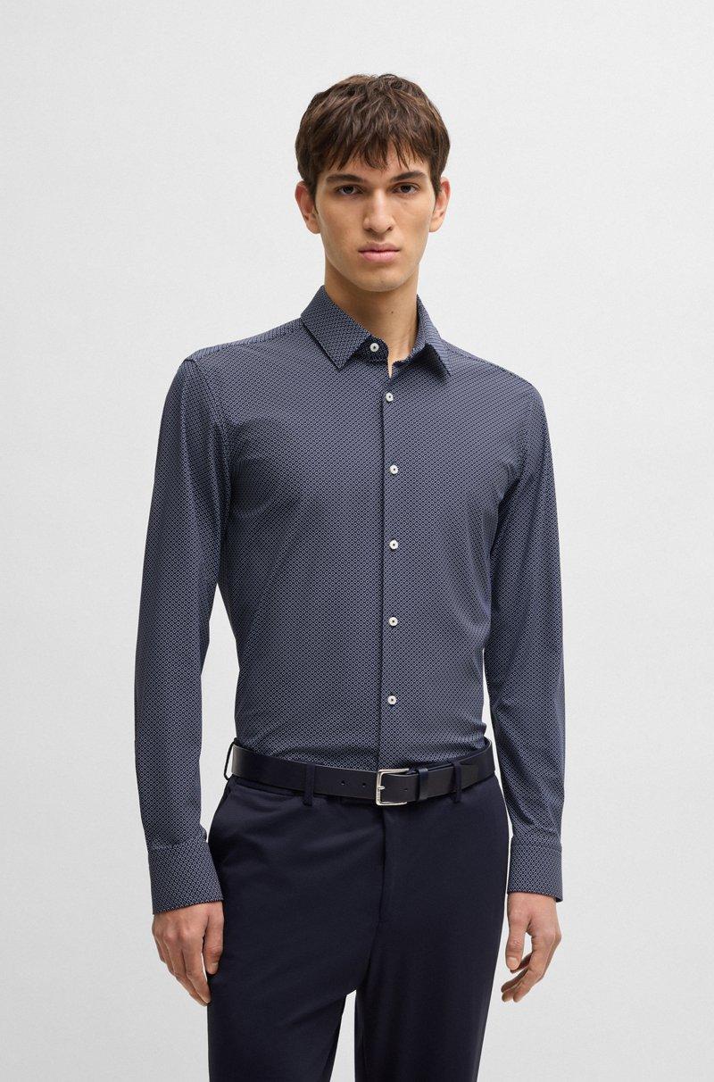 Hugo Boss Camisa slim fit de punto elástico técnico con estampado geométrico