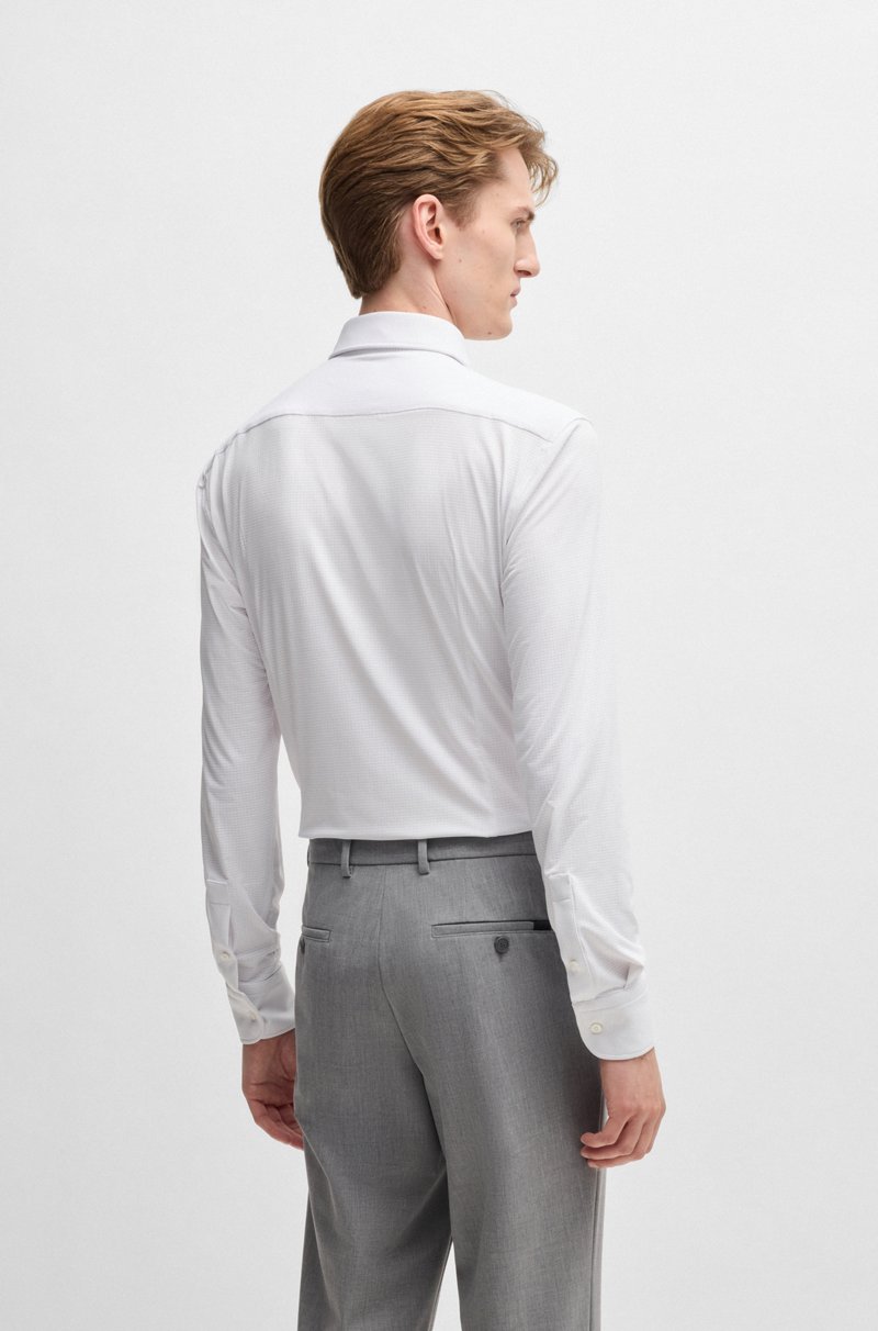 Hugo Boss Camisa Slim Fit De Punto Elástico Técnico Con Textura