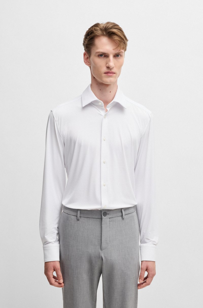 Hugo Boss Camisa slim fit de punto elástico técnico con textura