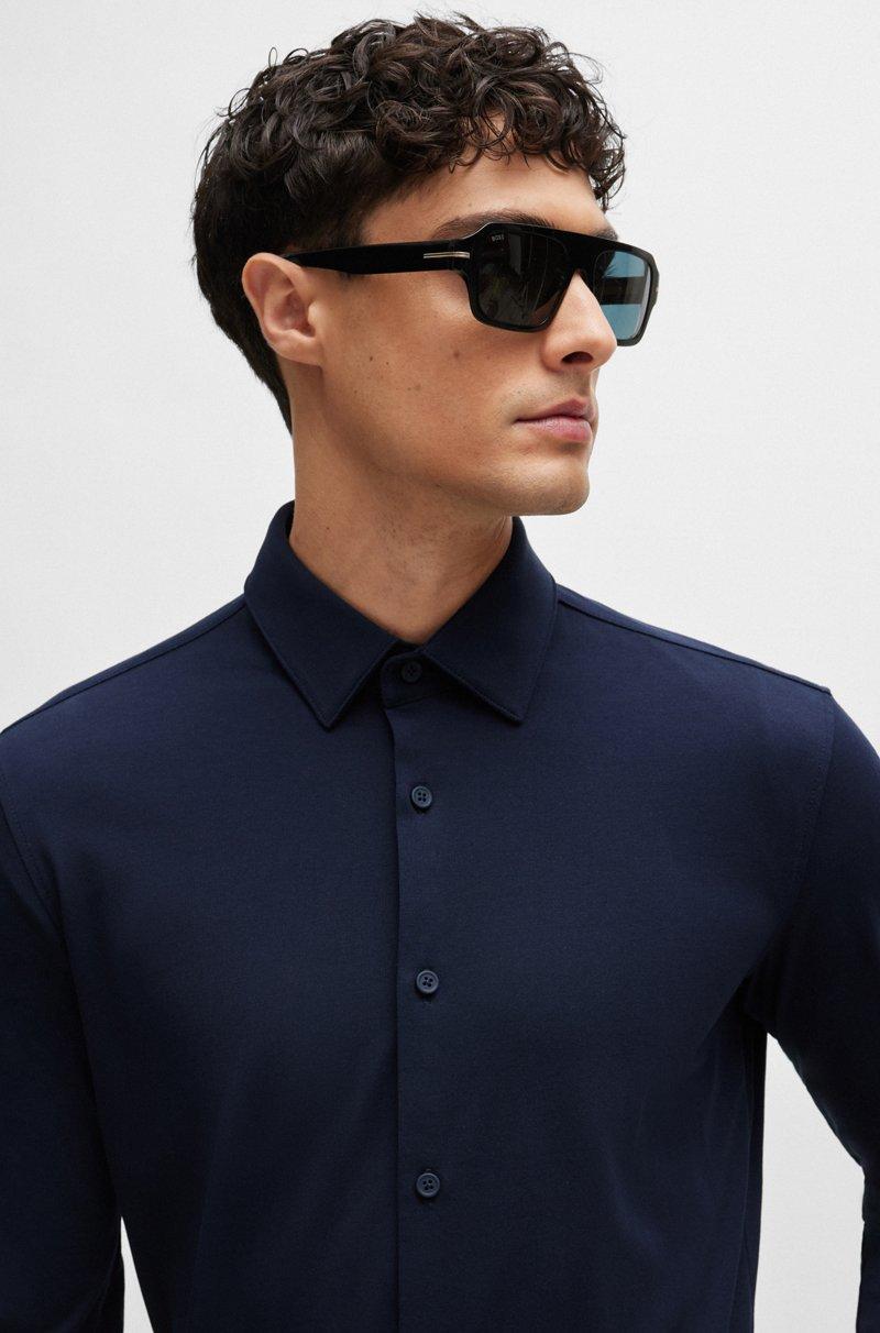 Hugo Boss Camisa Slim Fit De Punto En Mezcla De Algodón Elástico Técnico