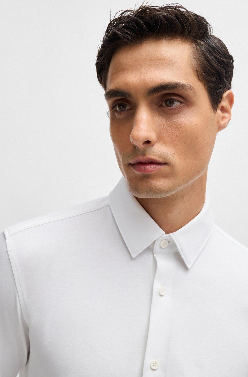 Hugo Boss Camisa Slim Fit De Punto En Mezcla De Algodón Elástico Técnico