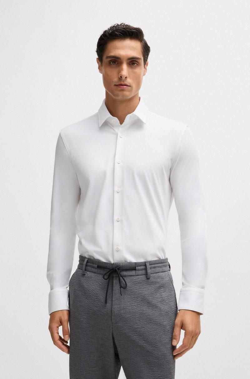Hugo Boss Camisa slim fit de punto en mezcla de algodón elástico técnico