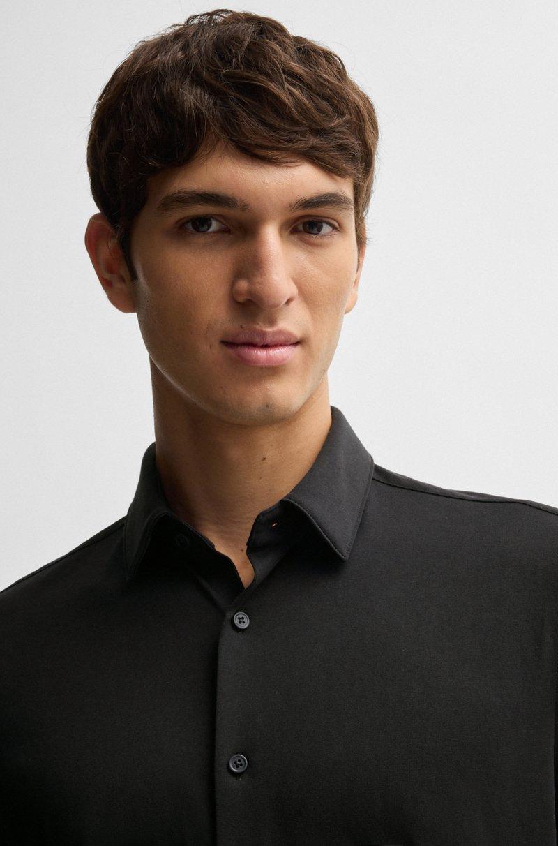 Hugo Boss Camisa Slim Fit De Punto En Mezcla De Algodón Elástico Técnico