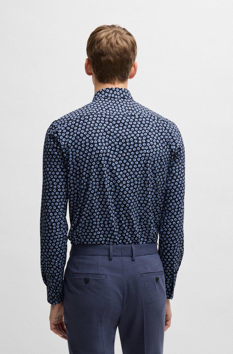 Hugo Boss Camisa Slim Fit De Punto Técnico Elástico Con Estampado Floral