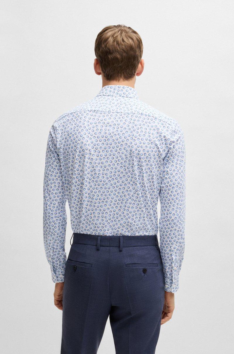 Hugo Boss Camisa Slim Fit De Punto Técnico Elástico Con Estampado Floral