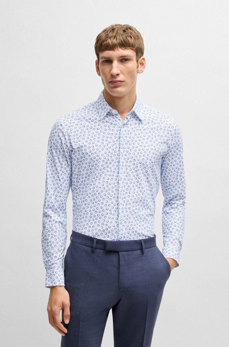 Hugo Boss Camisa slim fit de punto técnico elástico con estampado floral