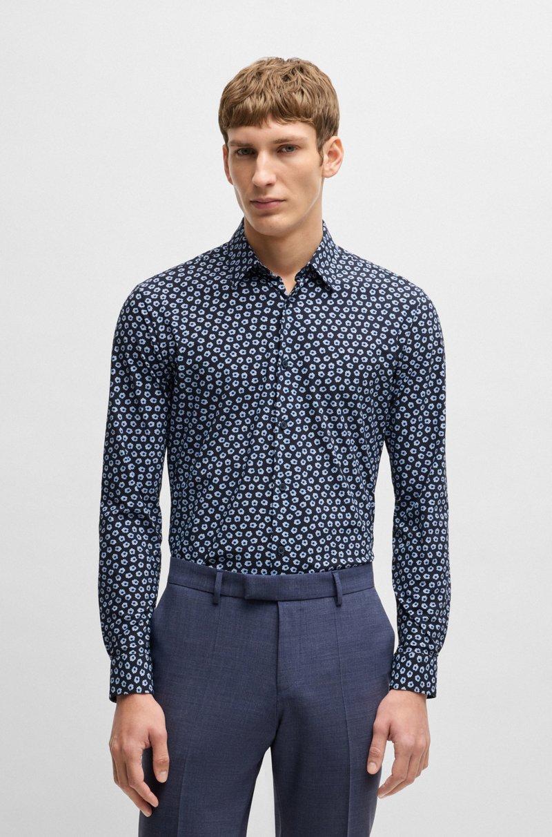 Hugo Boss Camisa slim fit de punto técnico elástico con estampado floral