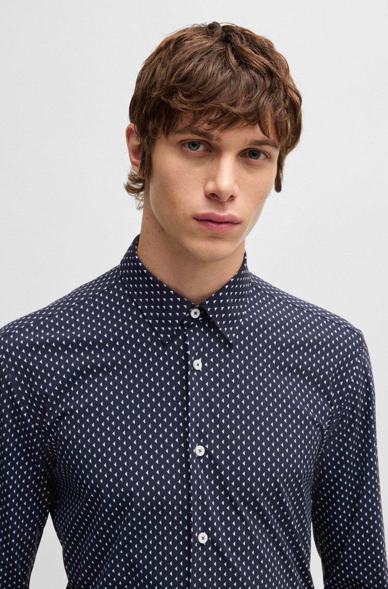 Hugo Boss Camisa Slim Fit De Tejido Elástico Técnico Con Estampado Geométrico