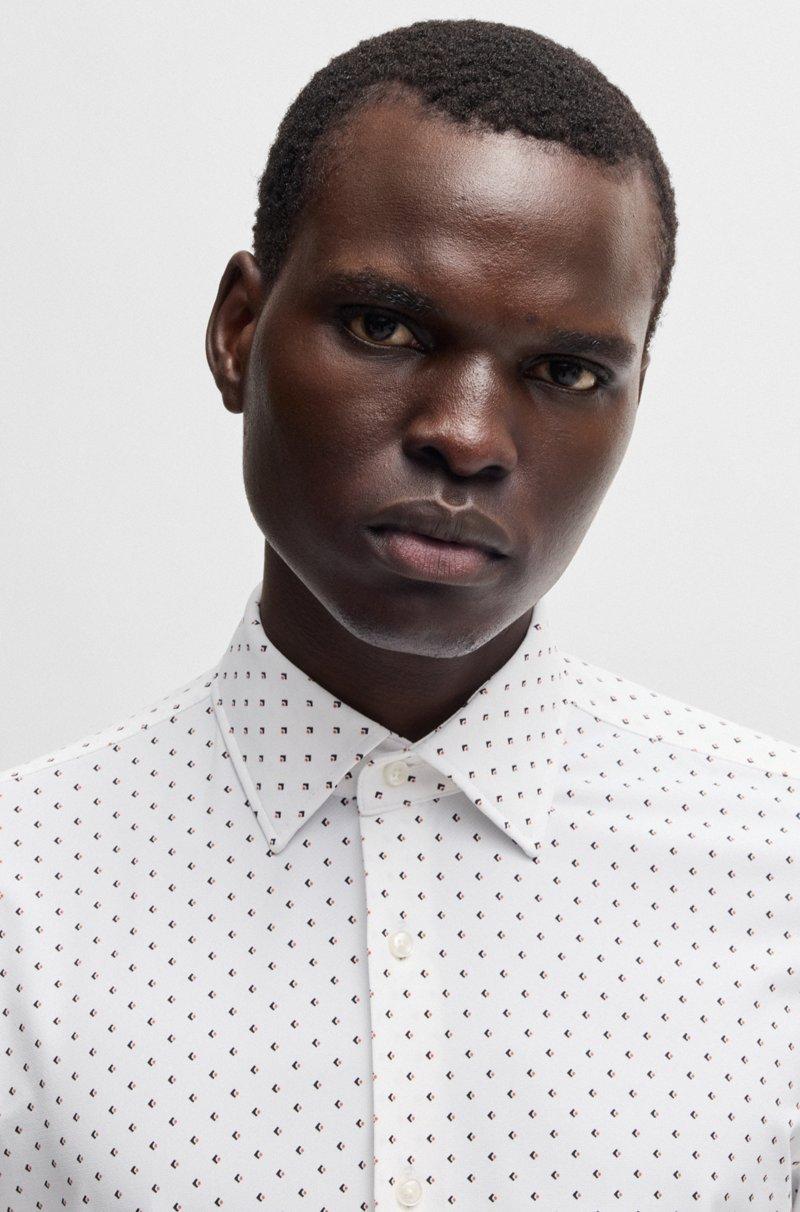 Hugo Boss Camisa Slim Fit De Tejido Elástico Técnico Con Estampado Geométrico
