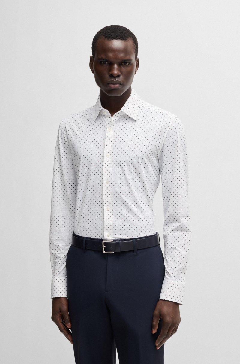 Hugo Boss Camisa slim fit de tejido elástico técnico con estampado geométrico