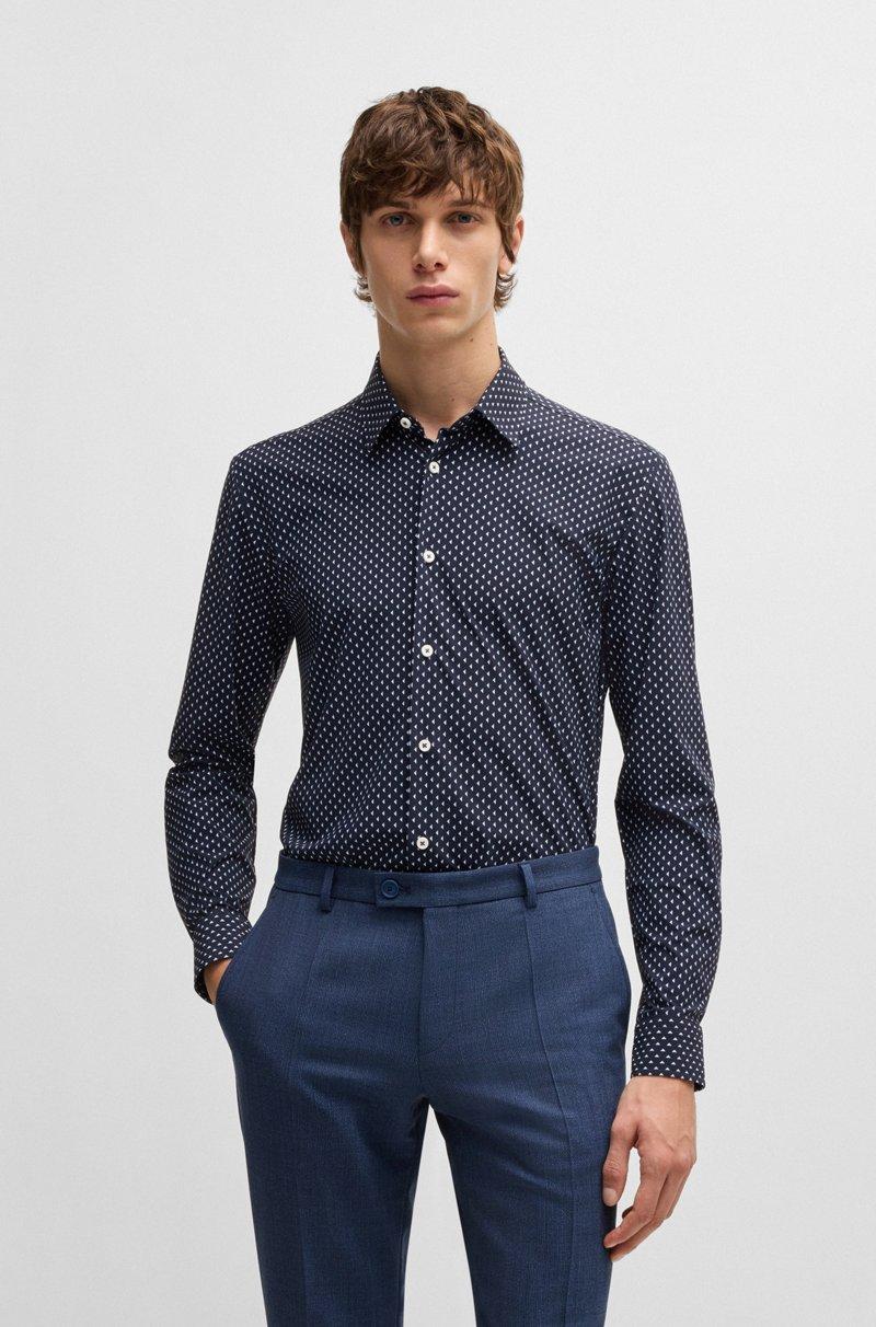 Hugo Boss Camisa slim fit de tejido elástico técnico con estampado geométrico