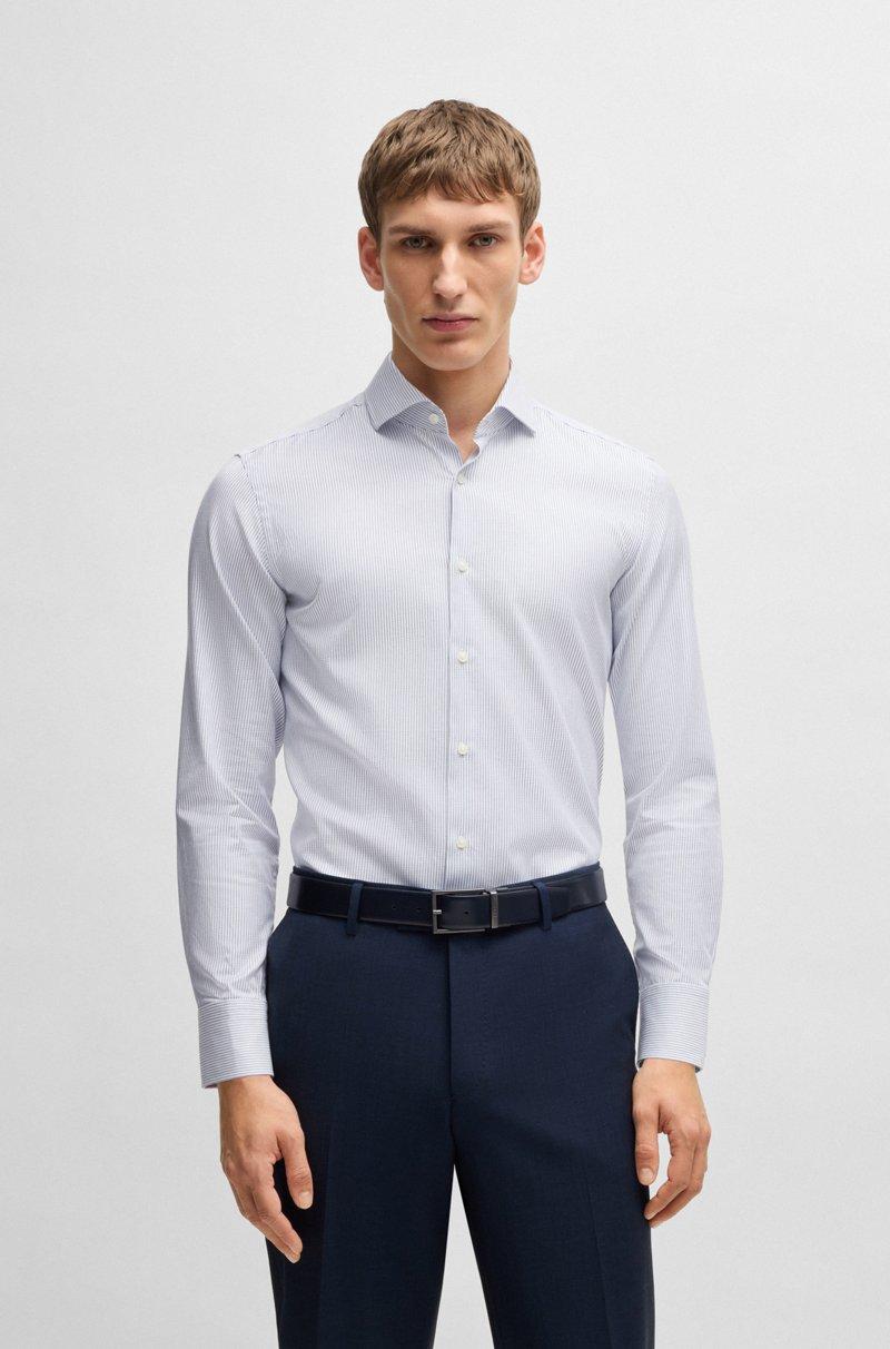 Hugo Boss Camisa slim fit en algodón a rayas de planchado fácil