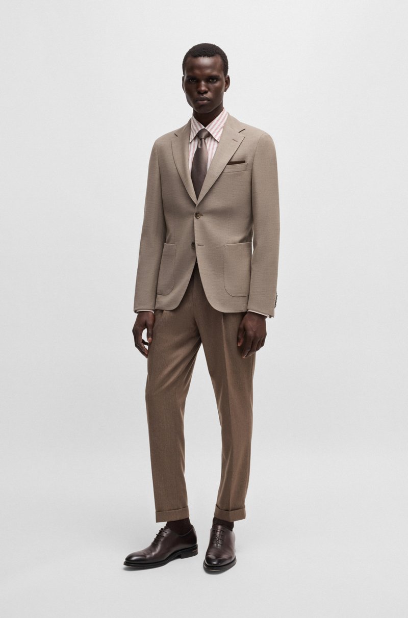 Hugo Boss Camisa Slim Fit En Algodón A Rayas Fabricado En Italia
