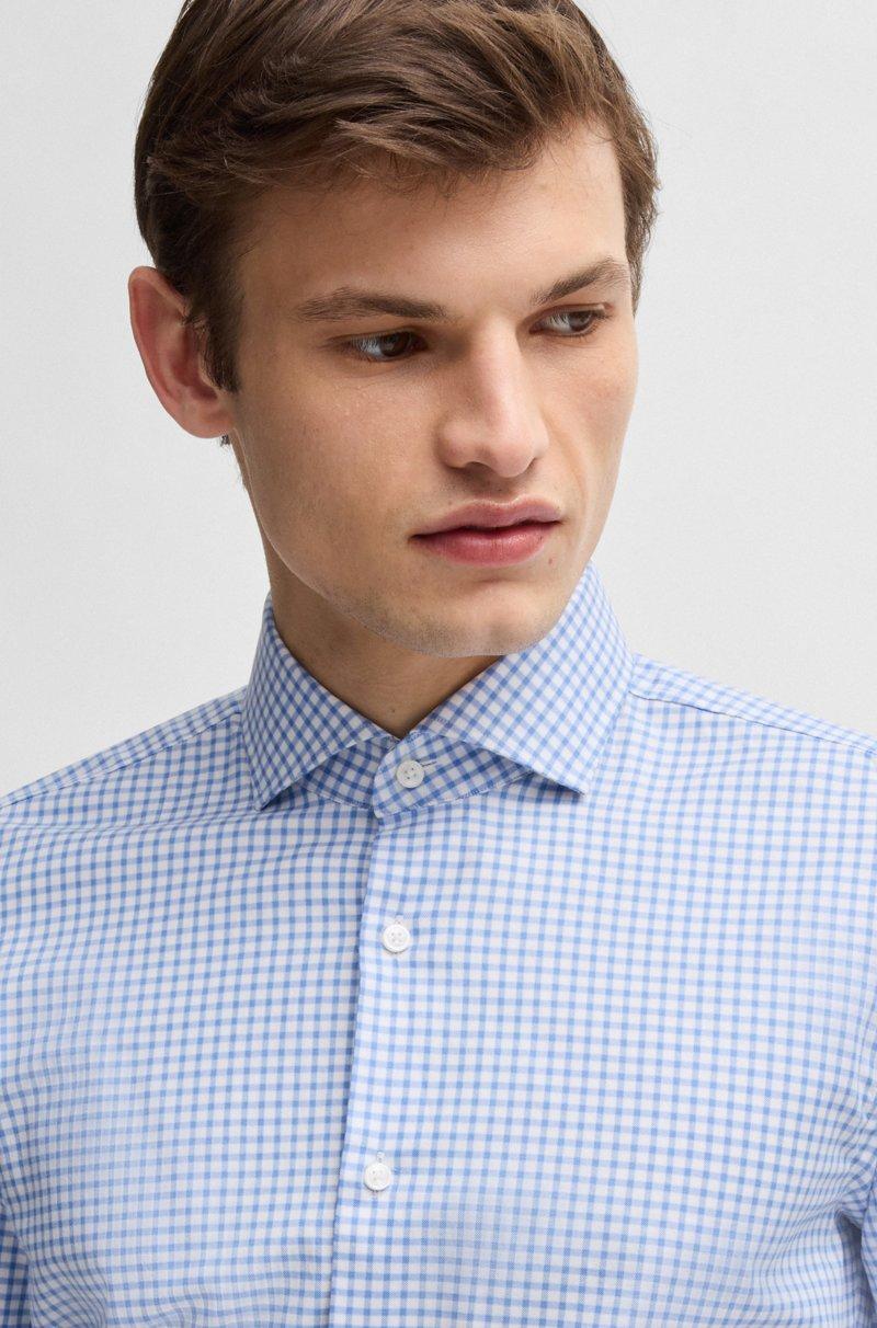 Hugo Boss Camisa Slim Fit En Algodón Elástico A Cuadros De Planchado Fácil