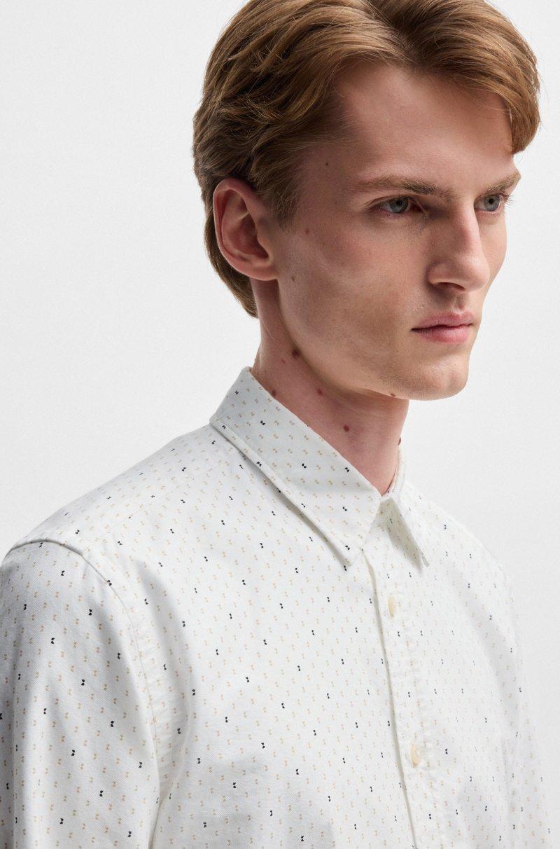 Hugo Boss Camisa Slim Fit En Algodón Oxford Estampado