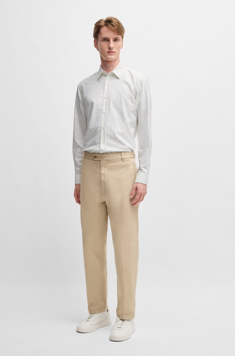 Hugo Boss Camisa Slim Fit En Algodón Oxford Estampado