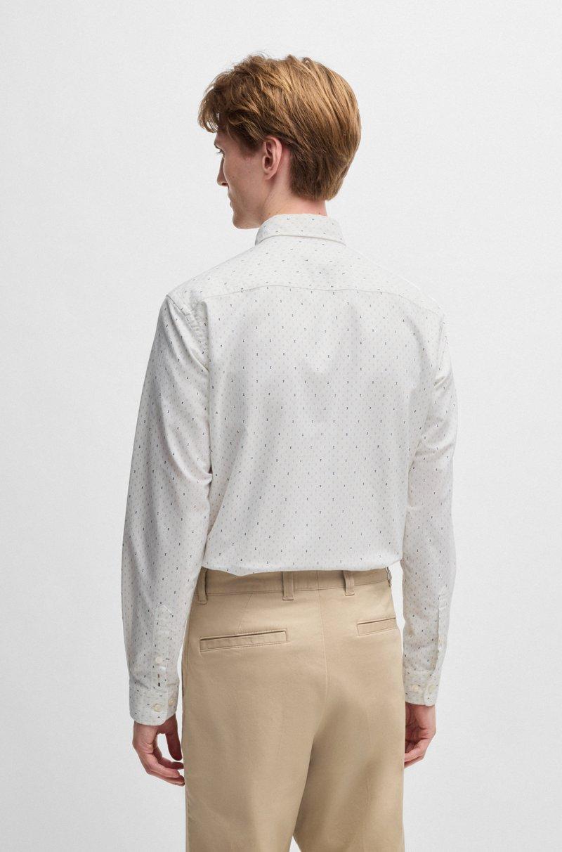 Hugo Boss Camisa Slim Fit En Algodón Oxford Estampado