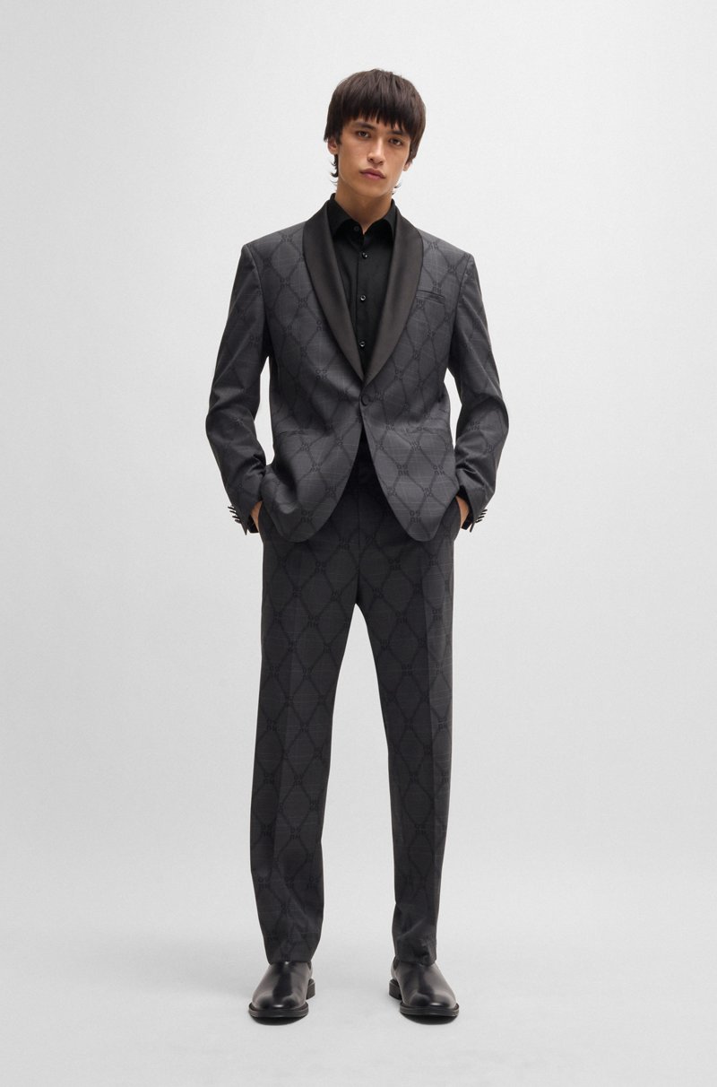 Hugo Boss Camisa Slim Fit En Jacquard De Algodón Con Cadena De Logos