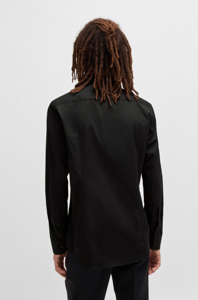 Hugo Boss Camisa Slim Fit En Popelín De Algodón Con Tapeta En Contraste