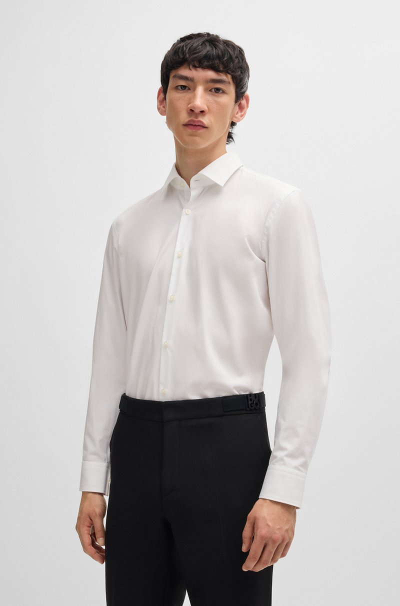 Hugo Boss Camisa slim fit en popelín de algodón de planchado fácil