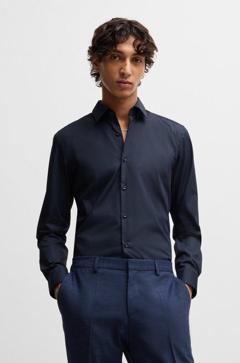 Hugo Boss Camisa slim fit en popelín de algodón de planchado fácil