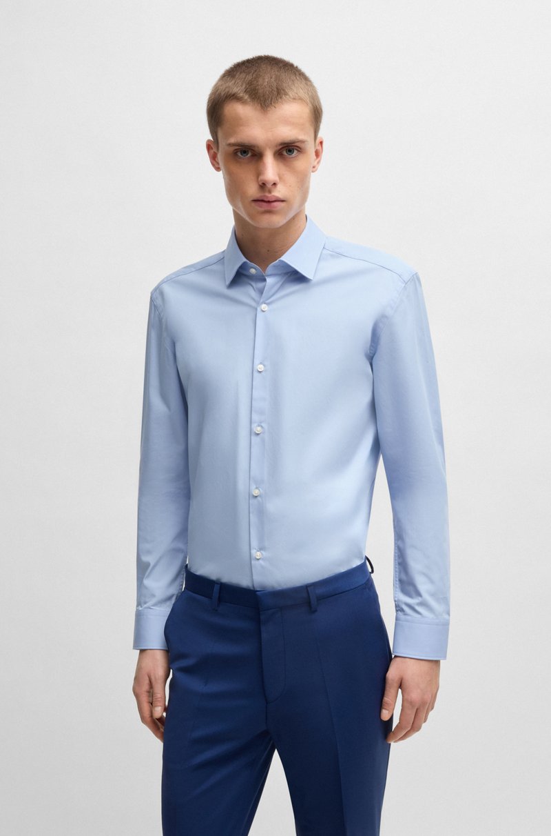 Hugo Boss Camisa slim fit en popelín de algodón de planchado fácil