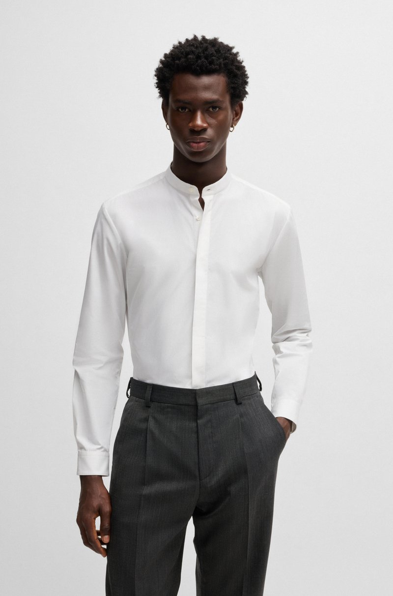 Hugo Boss Camisa slim fit en popelín de algodón de planchado fácil