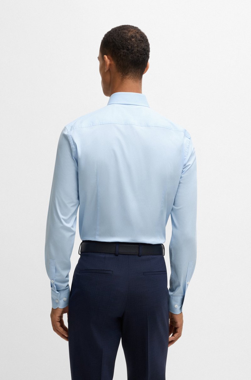 Hugo Boss Camisa Slim Fit En Popelín De Algodón Elástico De Planchado Fácil