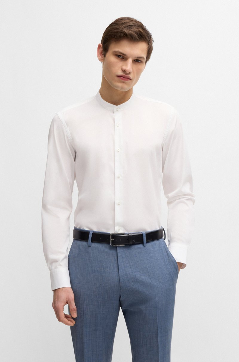 Hugo Boss Camisa slim fit en popelín de algodón elástico de planchado fácil
