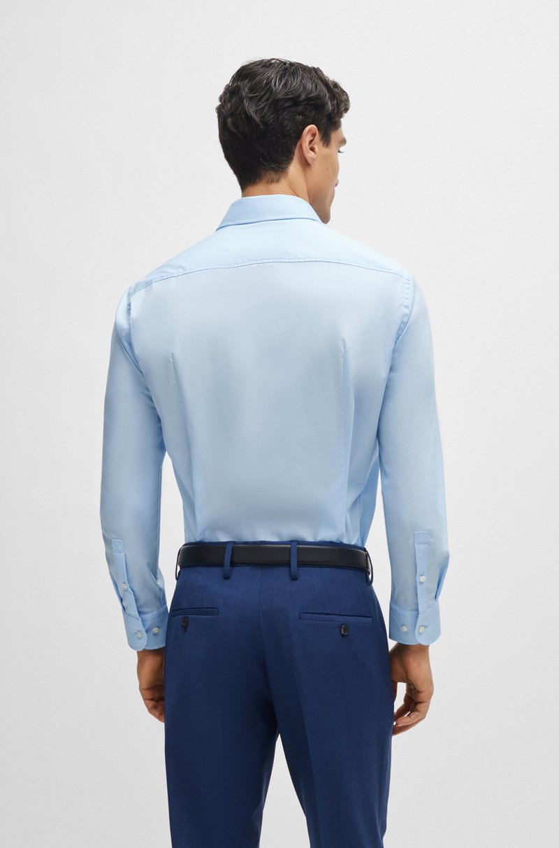 Hugo Boss Camisa Slim Fit En Popelín De Algodón Elástico De Planchado Fácil