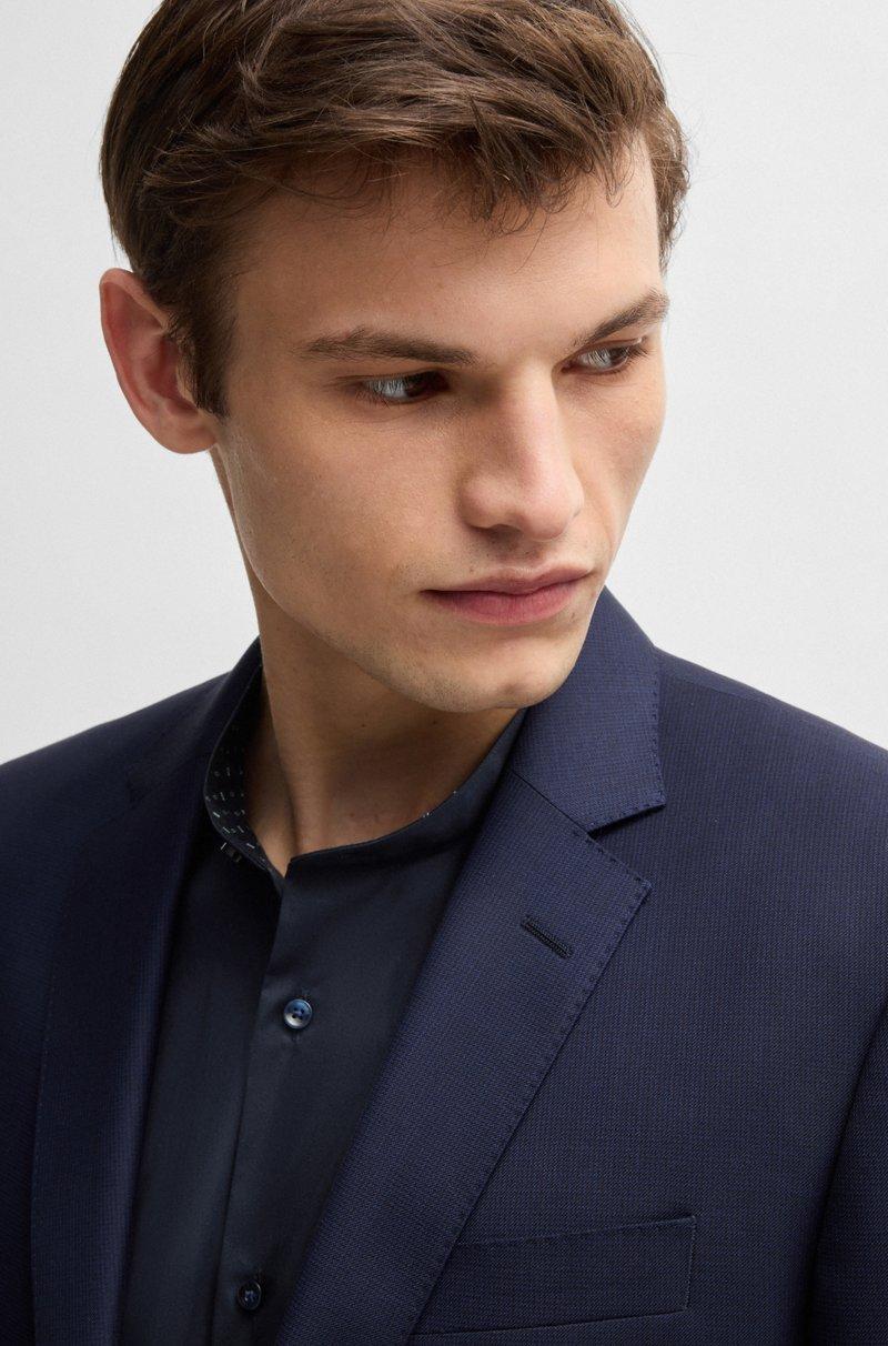 Hugo Boss Camisa Slim Fit En Popelín De Algodón Elástico De Planchado Fácil