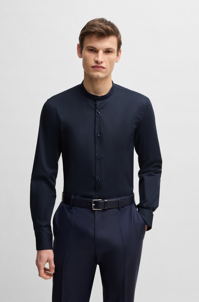 Hugo Boss Camisa slim fit en popelín de algodón elástico de planchado fácil