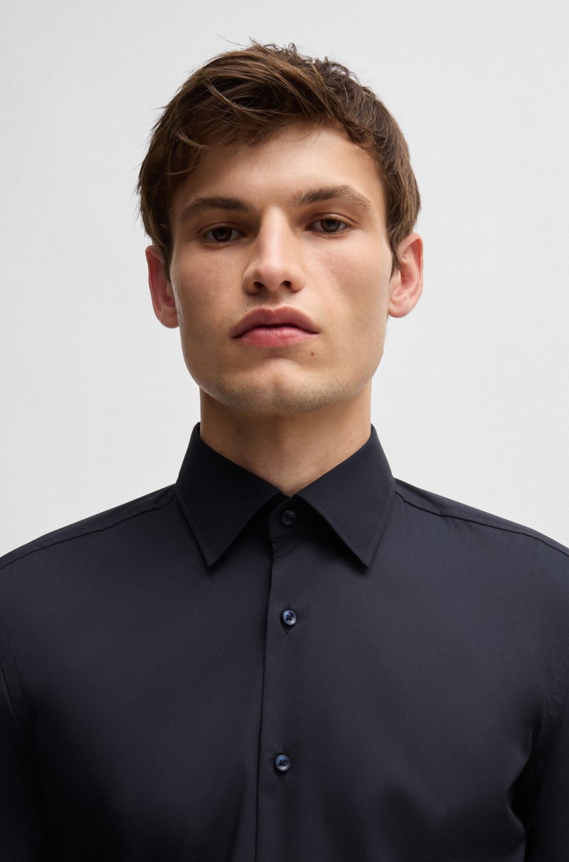 Hugo Boss Camisa Slim Fit En Popelín De Algodón Elástico De Planchado Fácil