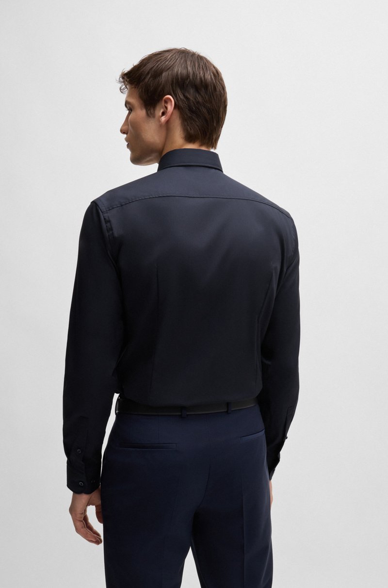 Hugo Boss Camisa Slim Fit En Popelín De Algodón Elástico De Planchado Fácil