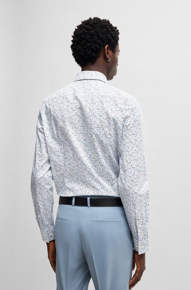 Hugo Boss Camisa Slim Fit En Popelín De Algodón Estampado
