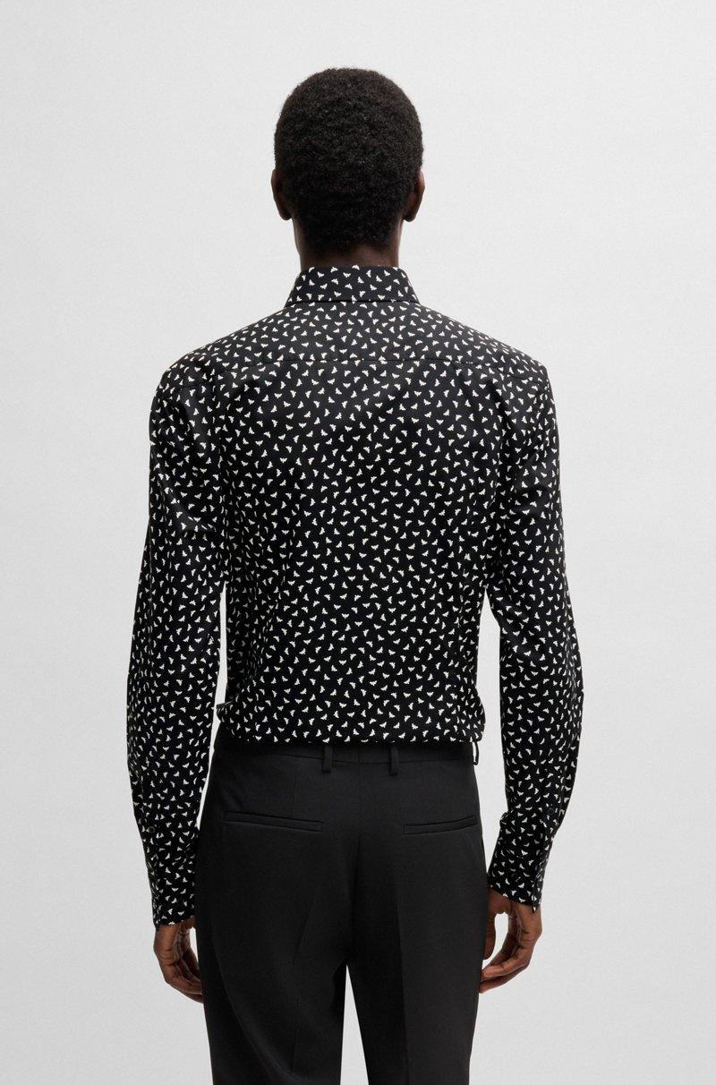 Hugo Boss Camisa Slim Fit En Popelín De Algodón Estampado