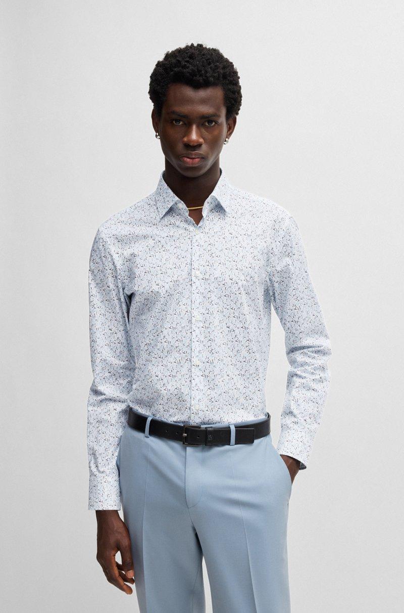 Hugo Boss Camisa slim fit en popelín de algodón estampado