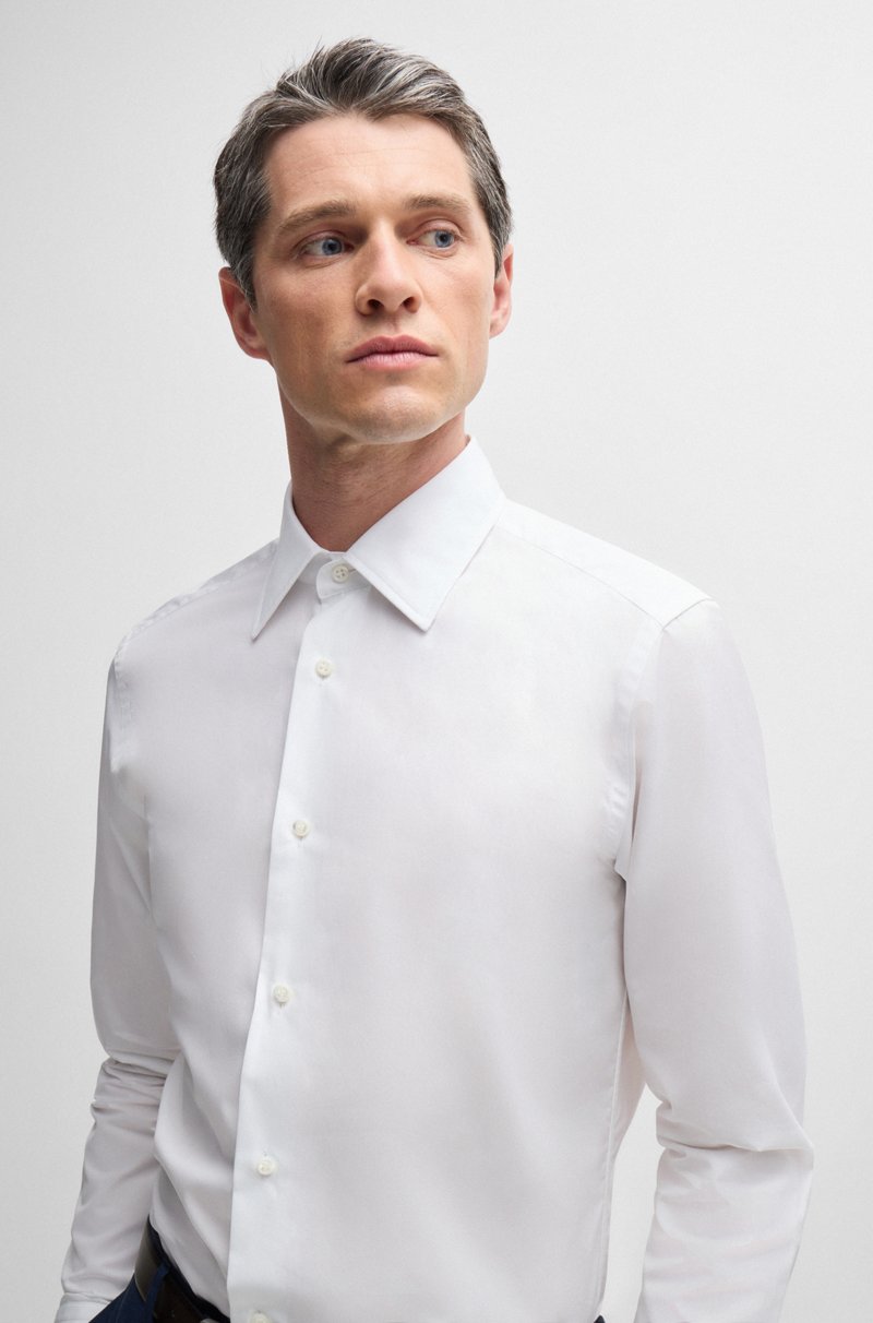 Hugo Boss Camisa Slim Fit En Popelín De Algodón Italiano