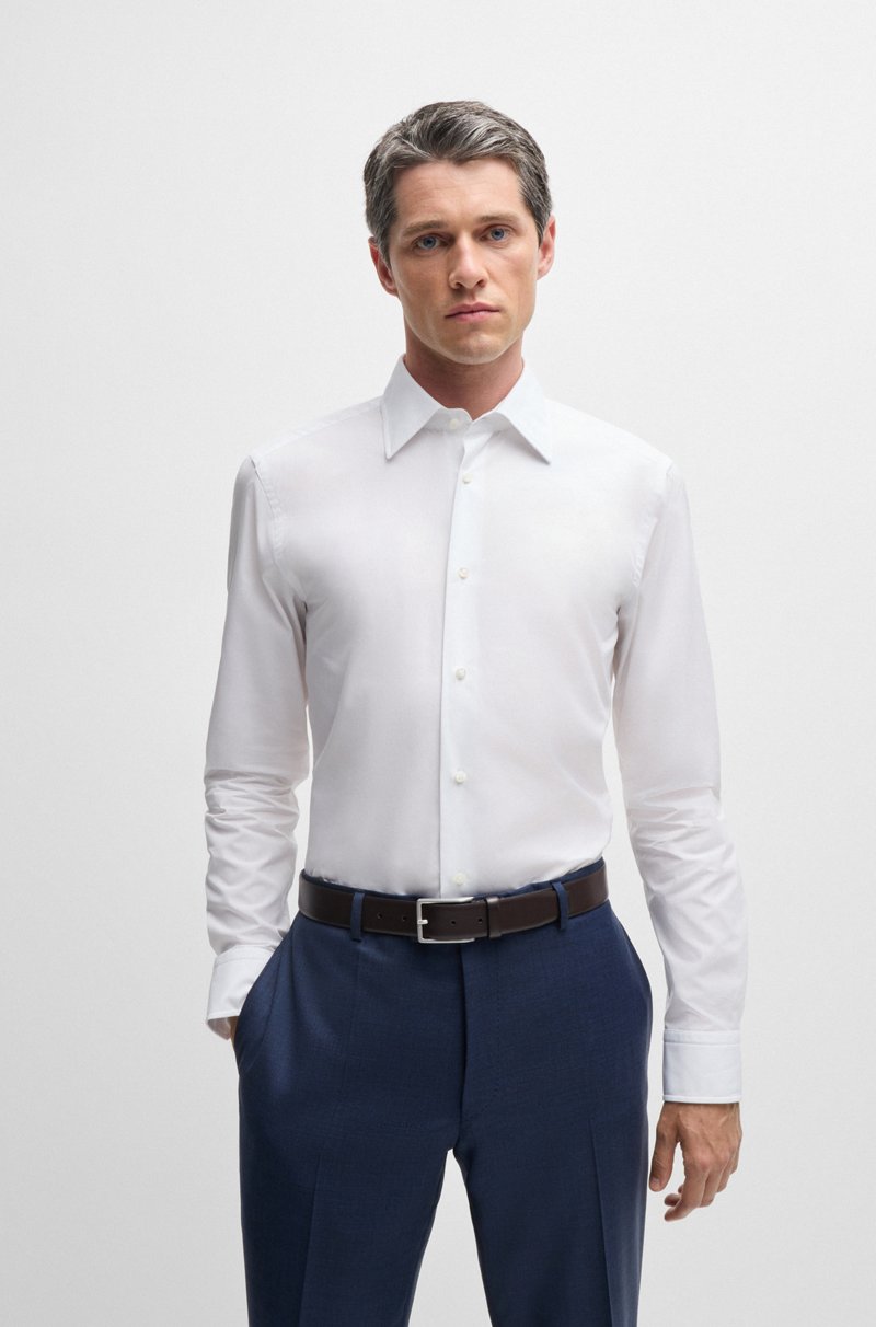 Hugo Boss Camisa slim fit en popelín de algodón italiano