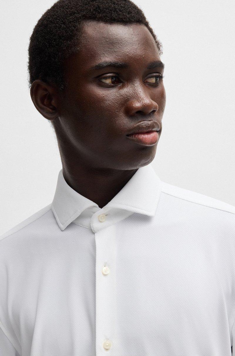 Hugo Boss Camisa Slim Fit En Punto Elástico Técnico Estructurado