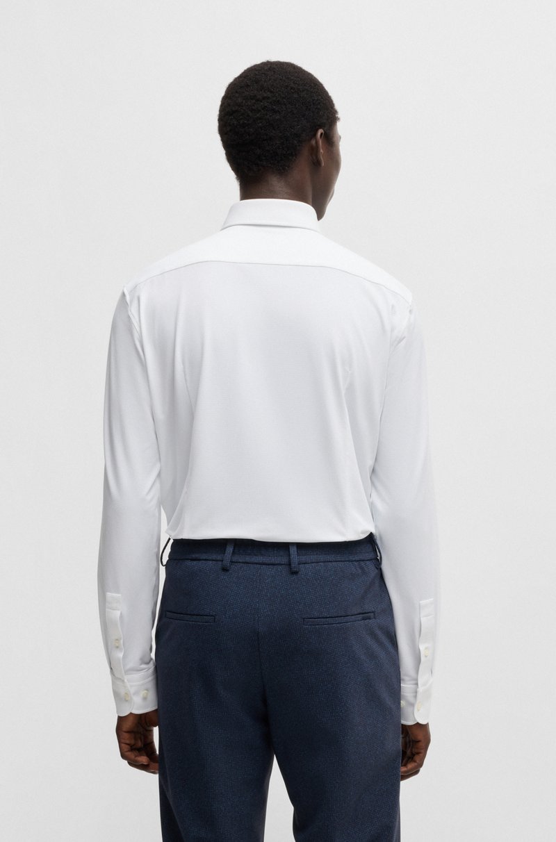 Hugo Boss Camisa Slim Fit En Punto Elástico Técnico Estructurado