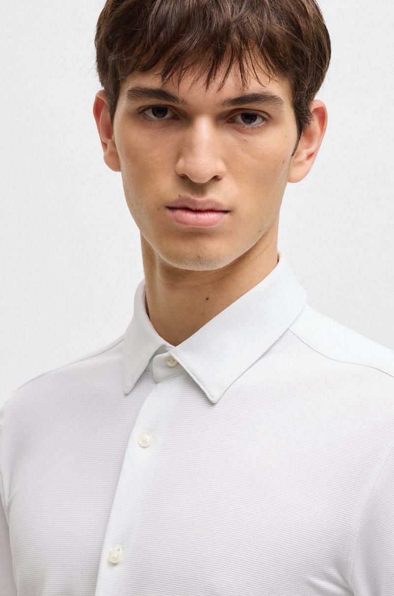 Hugo Boss Camisa Slim Fit En Punto Elástico Técnico Estructurado